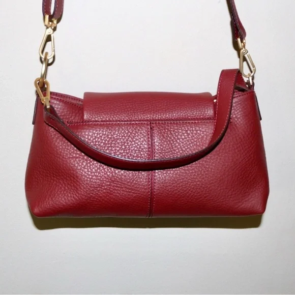 Hammitt Brushed Gold Pebble Leather VIP Satchel in Pomodoro Red - Picture 9 of 15